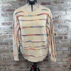 AndtheWhy Cream Colorful Pullover Sweater S/m NWT